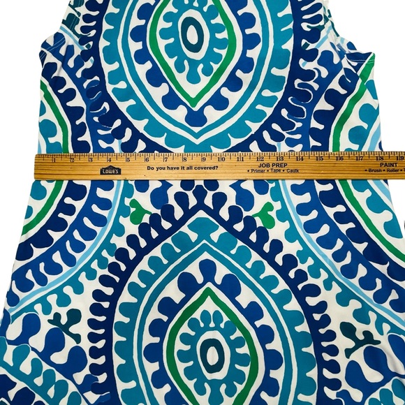 Barbara Erickson Resort Blue & White Mosaic Print Sleeveless Knit Dress Size XL - Picture 8 of 9